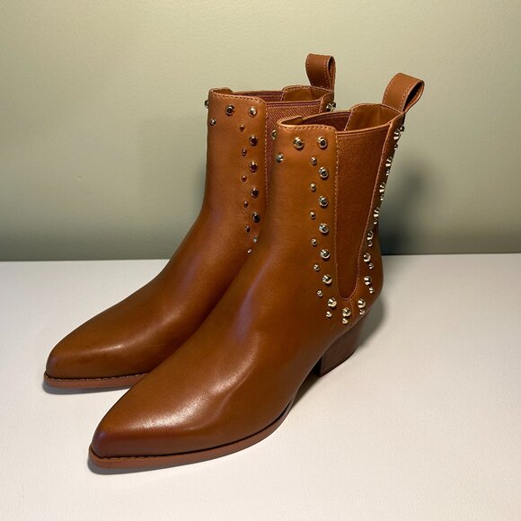 Michael Kors Kinlee Astor Studded Leather Ankle Boot - Picture 1 of 12
